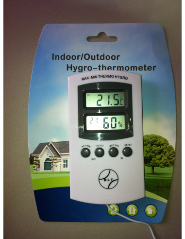 thermomètre intérieur extérieur pour culture indoor avec mémoire des mini/ maxi