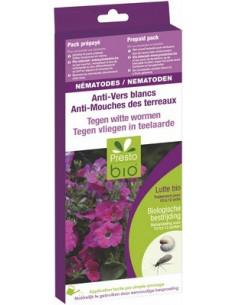 NEMATODES CONTRE LES VERS BLANCS OU MOUCHES DES TERREAUX pour 10 pots