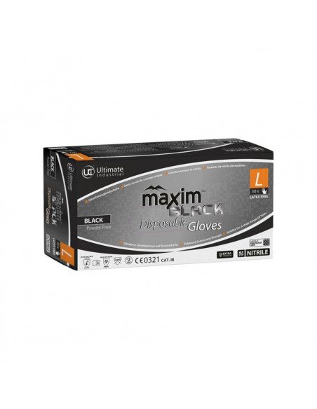 Gants de Protection en Nitrile Noir (x50pcs) XL