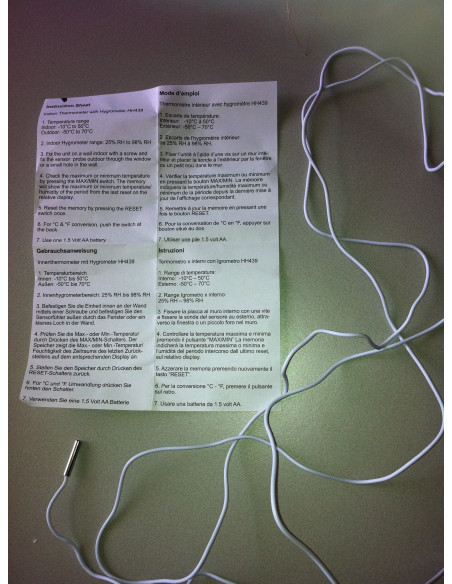 Thermomètre/hygromètre  Min-Max  In/Out